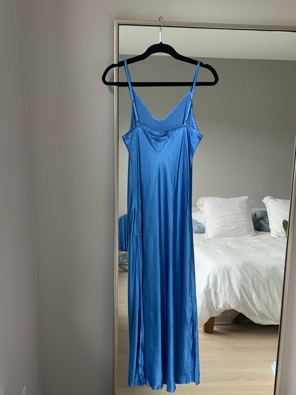 Enza Costa Bias Cut Bright Blue Midi Slip Dress NWOT Size Medium - Picture 3 of 5